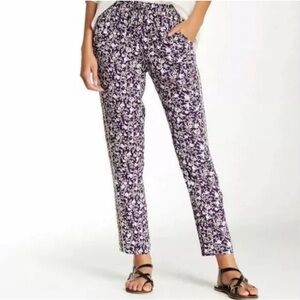 SOLD Rebecca Taylor Purple Floral Pull-On Pants | Size 4